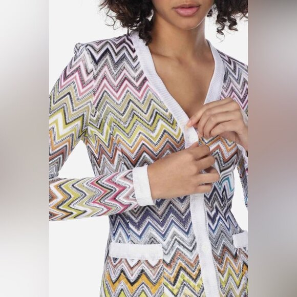 Missoni ZigZag Knit Cardigan Sweater Top 2024 Harrods Multicolor Crochet Rainbow - Picture 5 of 14
